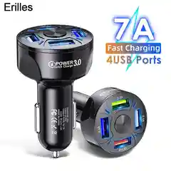 Автомобильное зарядное устройство с 4 USB-портами, быстрая зарядка 3,0