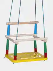 Желтый качели деревянные