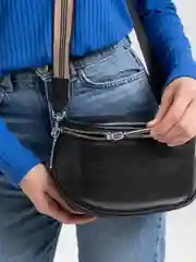 Черный сумка женская на плечо из натуральной кожи