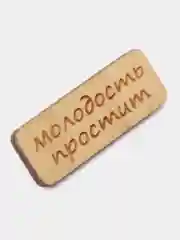 Значок на одежду "Молодость простит", пин на булавке деревянный