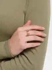 Золотой кольцо двойное Дорожка и цепи безразмерное