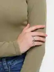 Серебряный набор колец безразмерных Сердца "Love You"