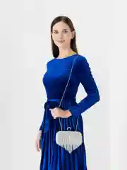Серебряный клатч женский, со стразами