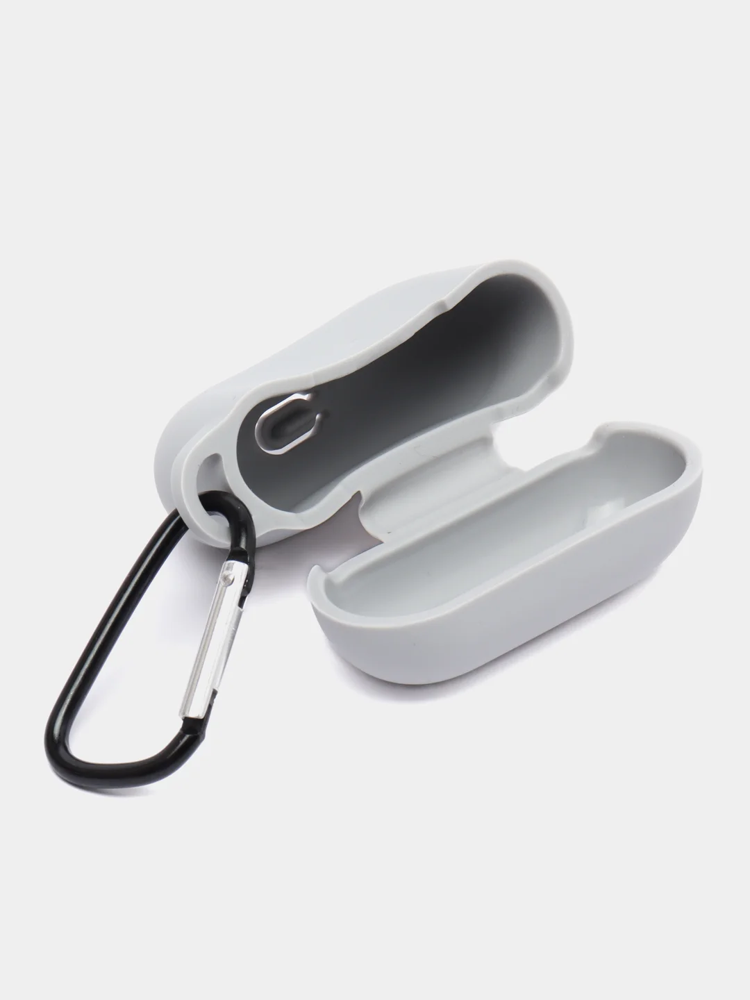 Серый металлик силиконовый чехол для наушников Apple Airpods Pro, с карабином