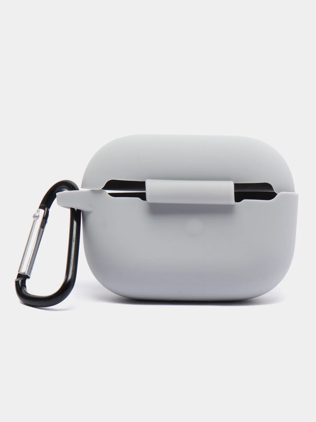 Серый металлик силиконовый чехол для наушников Apple Airpods Pro, с карабином