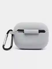 Серый металлик силиконовый чехол для наушников Apple Airpods Pro, с карабином