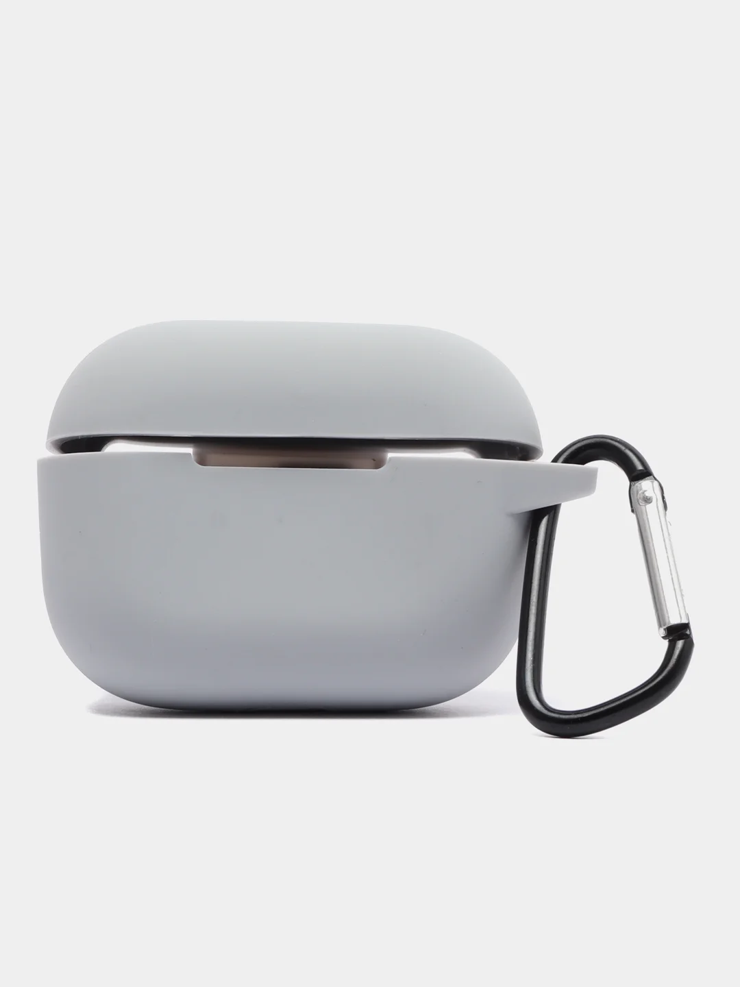 Серый металлик силиконовый чехол для наушников Apple Airpods Pro, с карабином