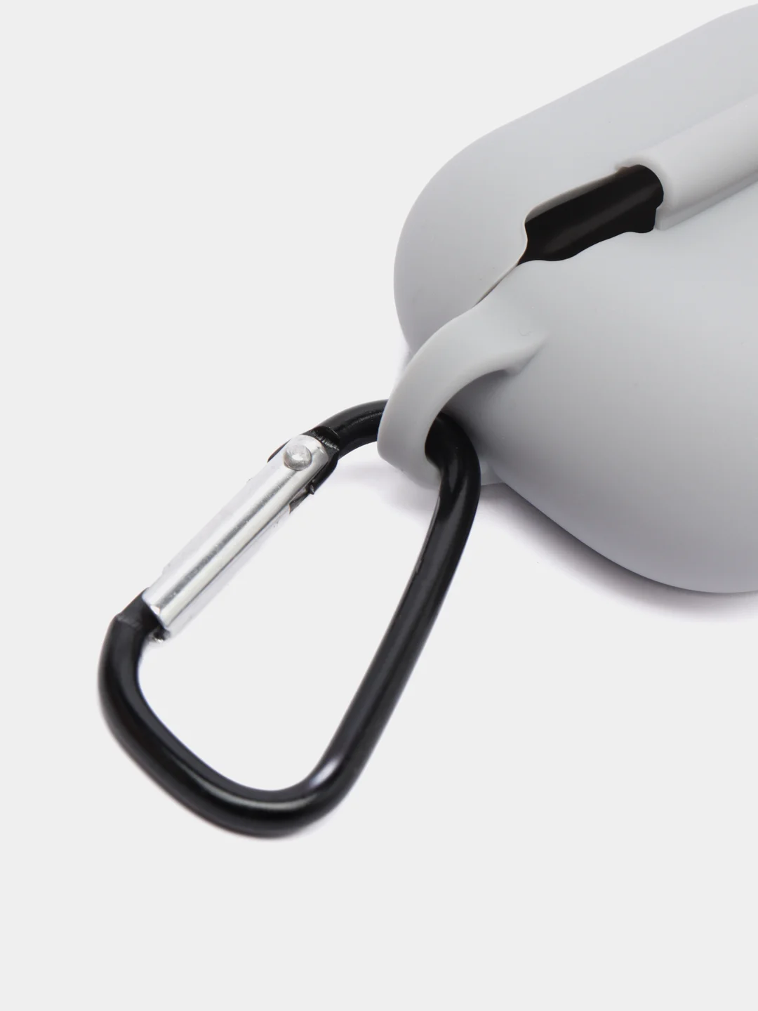 Серый металлик силиконовый чехол для наушников Apple Airpods Pro, с карабином