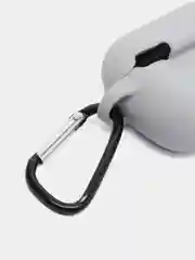 Серый металлик силиконовый чехол для наушников Apple Airpods Pro, с карабином