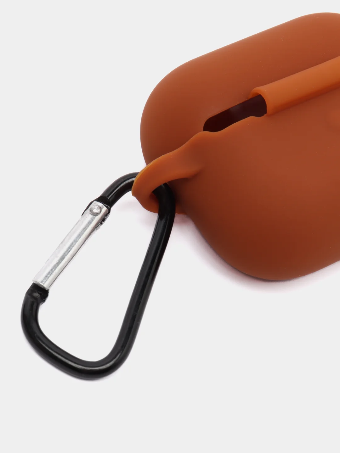 Коричневый силиконовый чехол для наушников Apple Airpods Pro, с карабином