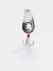 Серебряный блесна колеблющаяся с перьями и тройным крючком 6,5 гр 4 см