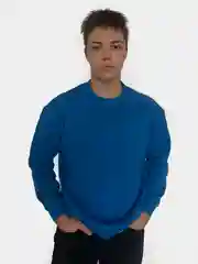 Синий свитшот базовый, однотонный, с О-образным вырезом, унисекс