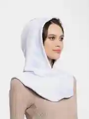 Белый капор с начёсом, капюшон с воротником