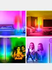 Черный светильник RGB с пультом, светодиодный, угловой, напольный