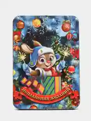 Синий магнит новогодний деревянный "Символ года 2023, с голографией
