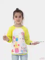 Желтый фартук детский для рисования и творчества, Слюнявчик для кормления с рукавами