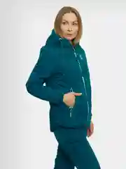 Тёмно-бирюзовый костюм женский зимний спортивный горнолыжный, лыжный, теплая куртка с капюшоном и брюки