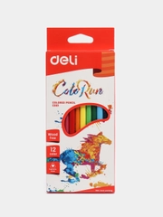 Карандаши цветные Deli, 12 цветов, трехгранные, пластик