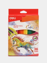 Карандаши цветные Deli 36 цветов, трехгранные, дерево