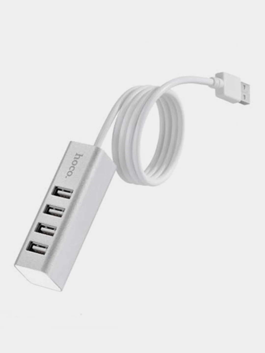 Серебряный usb разветвитель на 4 порта Hoco HB1