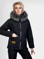 Угольный костюм женский зимний спортивный горнолыжный, лыжный, теплая куртка с капюшоном и брюки
