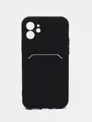 Фиолетовый чехол на iPhone (Айфон) 11, 13, 14, 7 8 Plus X XR XS, 12 Mini Pro Max, с карманом для карт