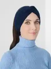 Индиго вязаная повязка на голову