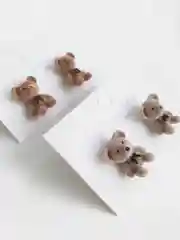 Розовый серьги-пуссеты "Плюшевые мишки"