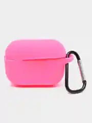 Фуксия силиконовый чехол для наушников Apple Airpods Pro, с карабином