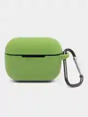 Зелёный хаки силиконовый чехол для наушников Apple Airpods Pro, с карабином