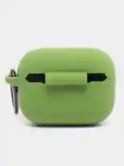 Зелёный хаки силиконовый чехол для наушников Apple Airpods Pro, с карабином