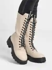 Слоновая кость сапоги женские из экокожи, высокие, осенние