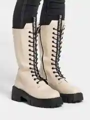 Слоновая кость сапоги женские из экокожи, высокие, осенние