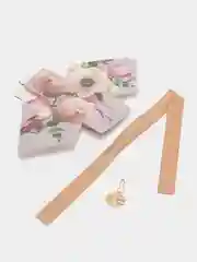 Голубой коробка подарочная, с атласным бантом и золотой "монеткой"