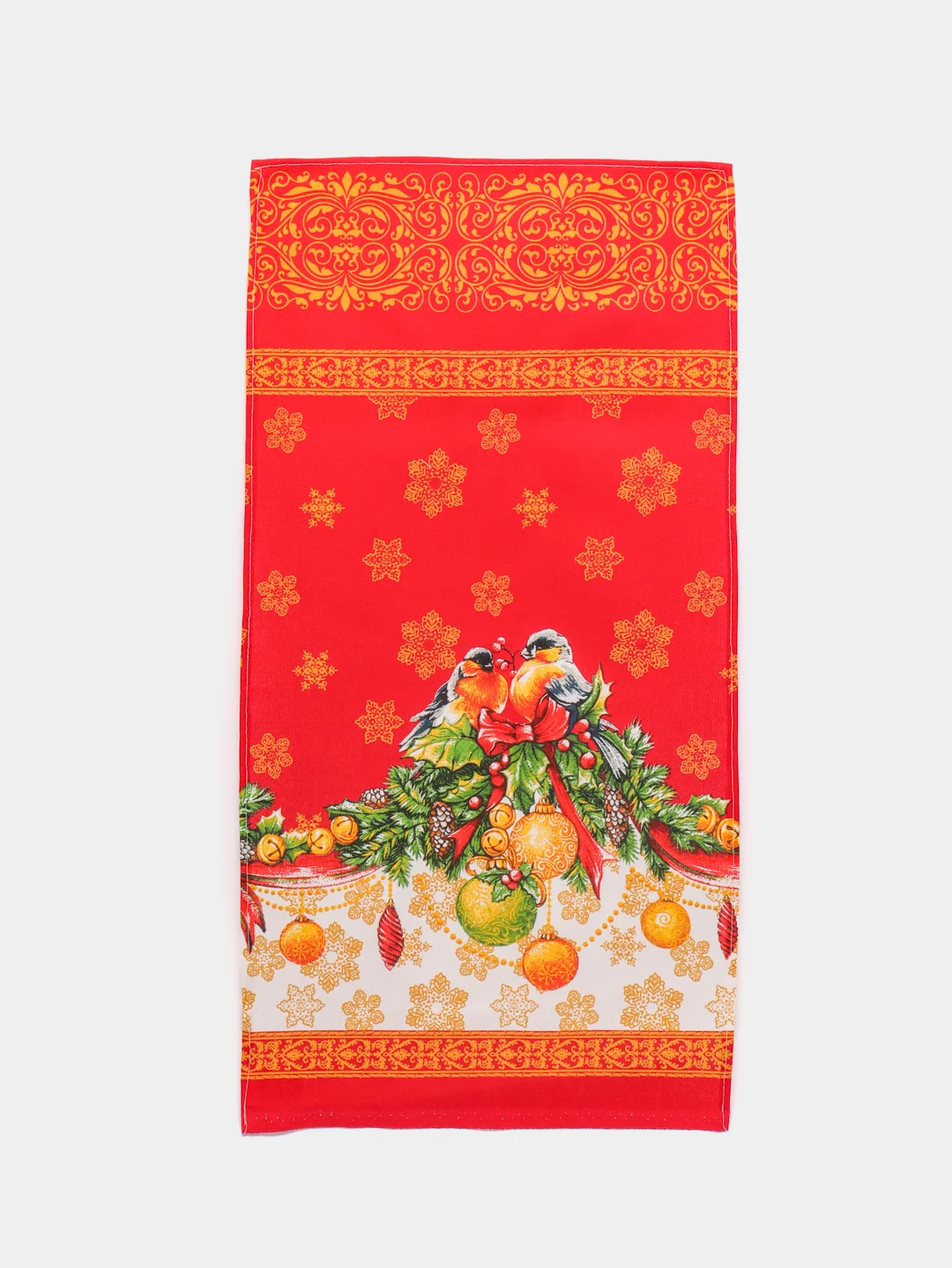 Бордовый полотенце кухонное из рогожки "Новый год"