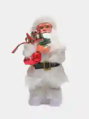 Дед Мороз "В меховом белом костюмчике, с мешком" двигается, 11 х 30 см