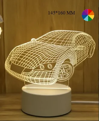 Светильник 3D светодиодный, LED, 8 цветов, с блоком питания