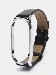 Угольный ремешок для Xiaomi Mi Band 7 кожаный на фитнес браслет ми банд