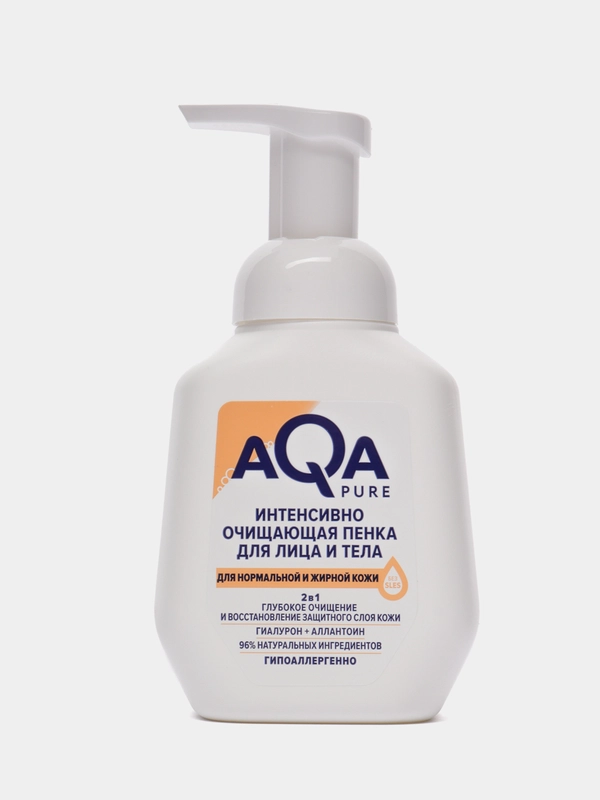 Интенсивно очищающая пенка для лица и тела AQA Pure, для нормальной и жирной кожи, 250 мл