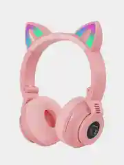 Розовый беспроводные наушники с кошачьими светящимися ушками Borofone BO18 Cat