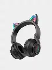 Розовый беспроводные наушники с кошачьими светящимися ушками Borofone BO18 Cat