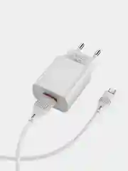 Белый сетевое зарядное устройство Borofone BA20A 5V/2.1A 1 x USB, с кабелем Micro-USB