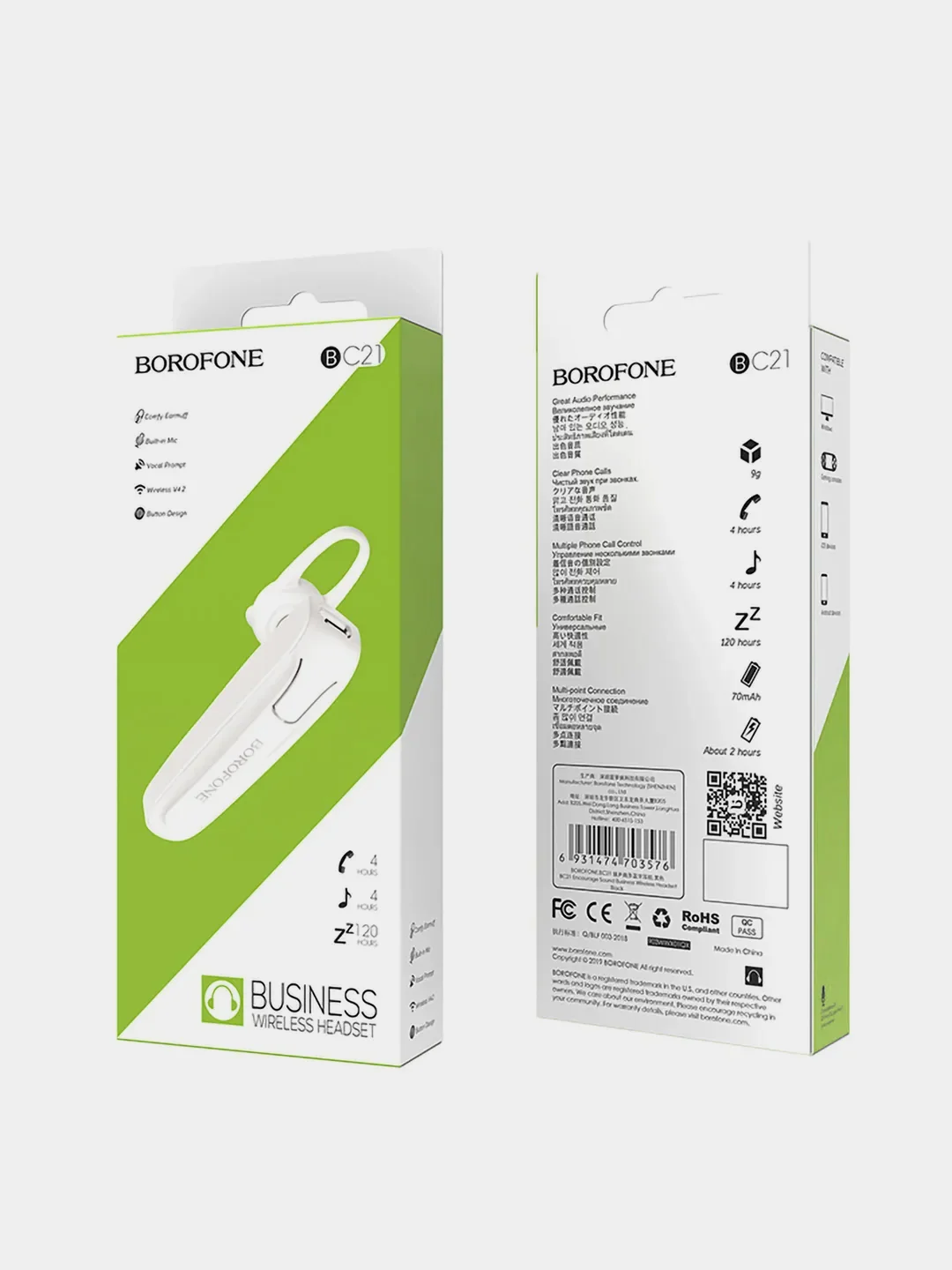 Белый беспроводная гарнитура Borofone BC21 Encourage sound, белая