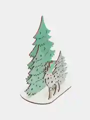 Алый деревянный новогодний светильник "Олень в хвойном лесу"