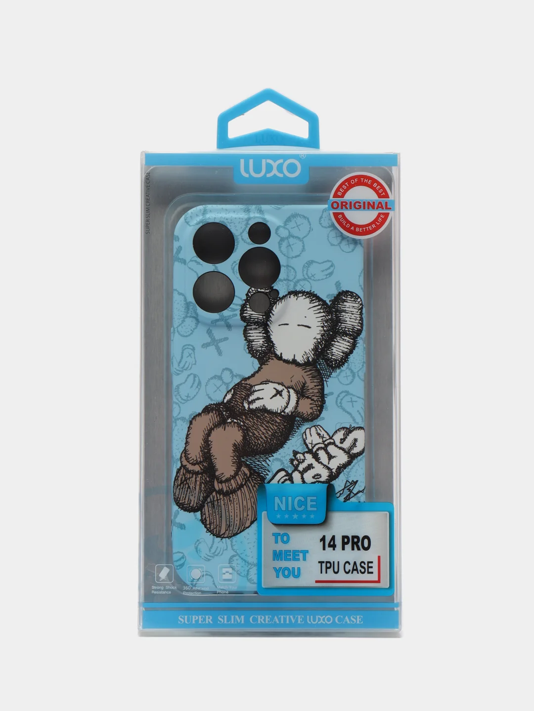Небесно-голубой чехол KAWS для iPhone 14 Pro