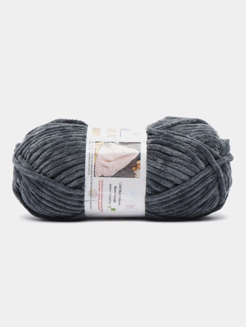 Угольный пряжа плюшевая Himalaya Dolphin Baby, полиэстер, 100 г, 120 м