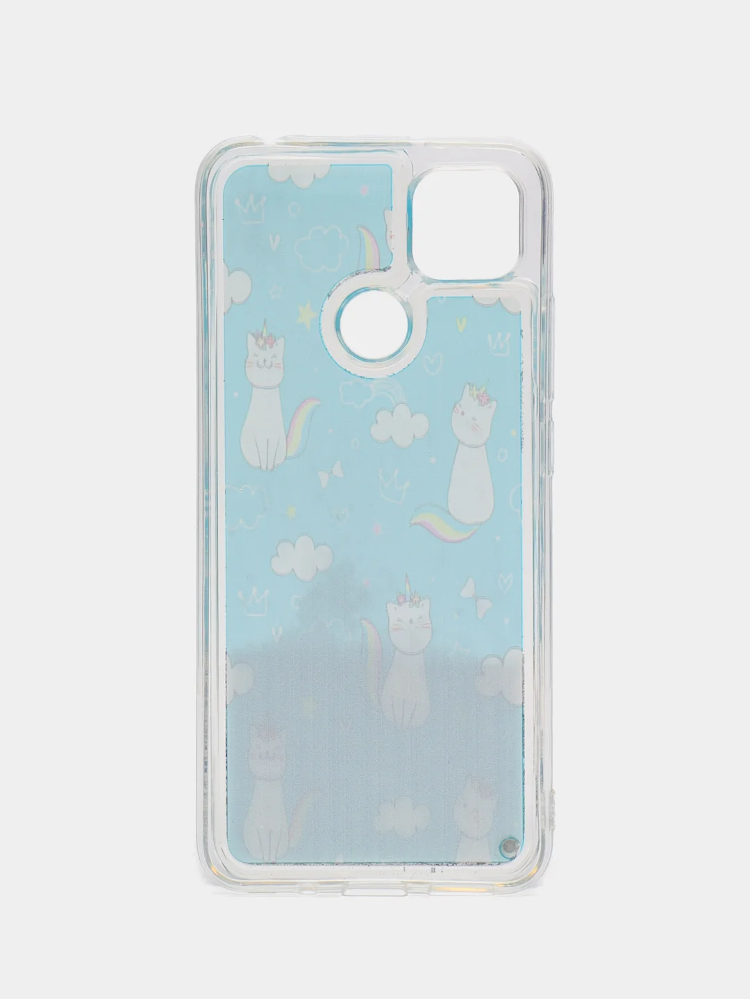 Серебряный чехол Xiaomi Redmi 9C, Redmi 9C NFC, Redmi 10A, Редми 9С переливающийся жидкий с блестками