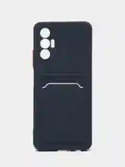 Темно-синий чехол TECNO POVA 3 с карманом для пластиковой карты и защитой камеры