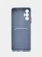 Серый чехол TECNO POVA 3 с карманом для пластиковой карты и защитой камеры