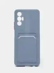 Серый чехол TECNO POVA 3 с карманом для пластиковой карты и защитой камеры